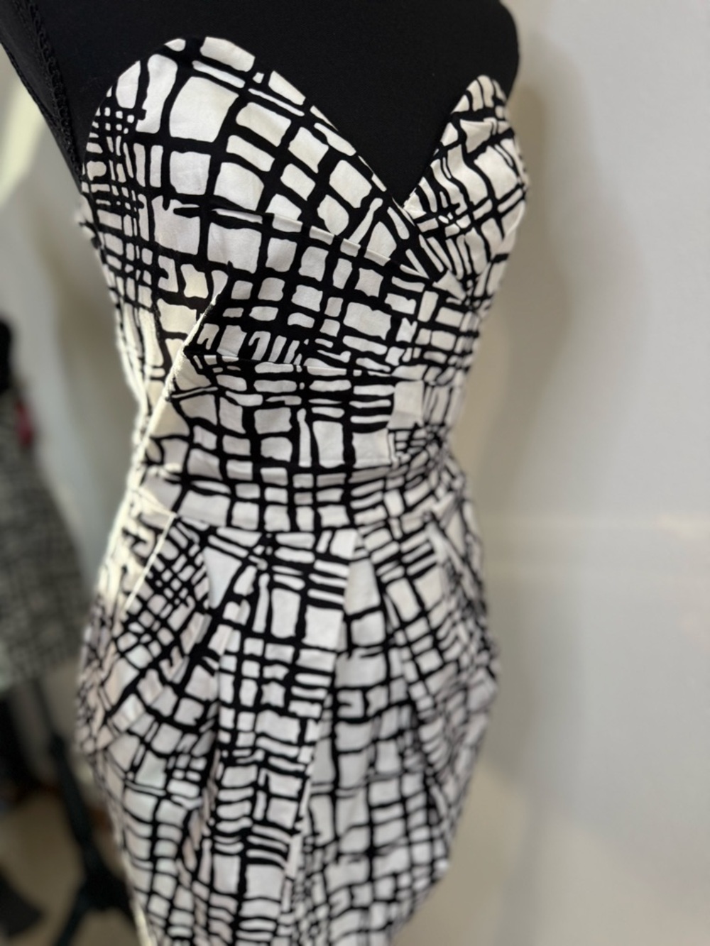 Ark & Co Strapless Cocktail Dress Black White Graphic Print Size M